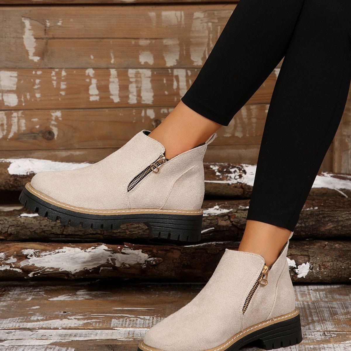 Damenstiefel Reißverschluss-Außensohle ist rutschfest und bequem im Chelsea-Stil