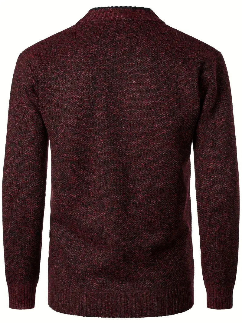 Herren Strickpullover Knopfleiste Taschen Langarm gefütterter Innenraum bequem
