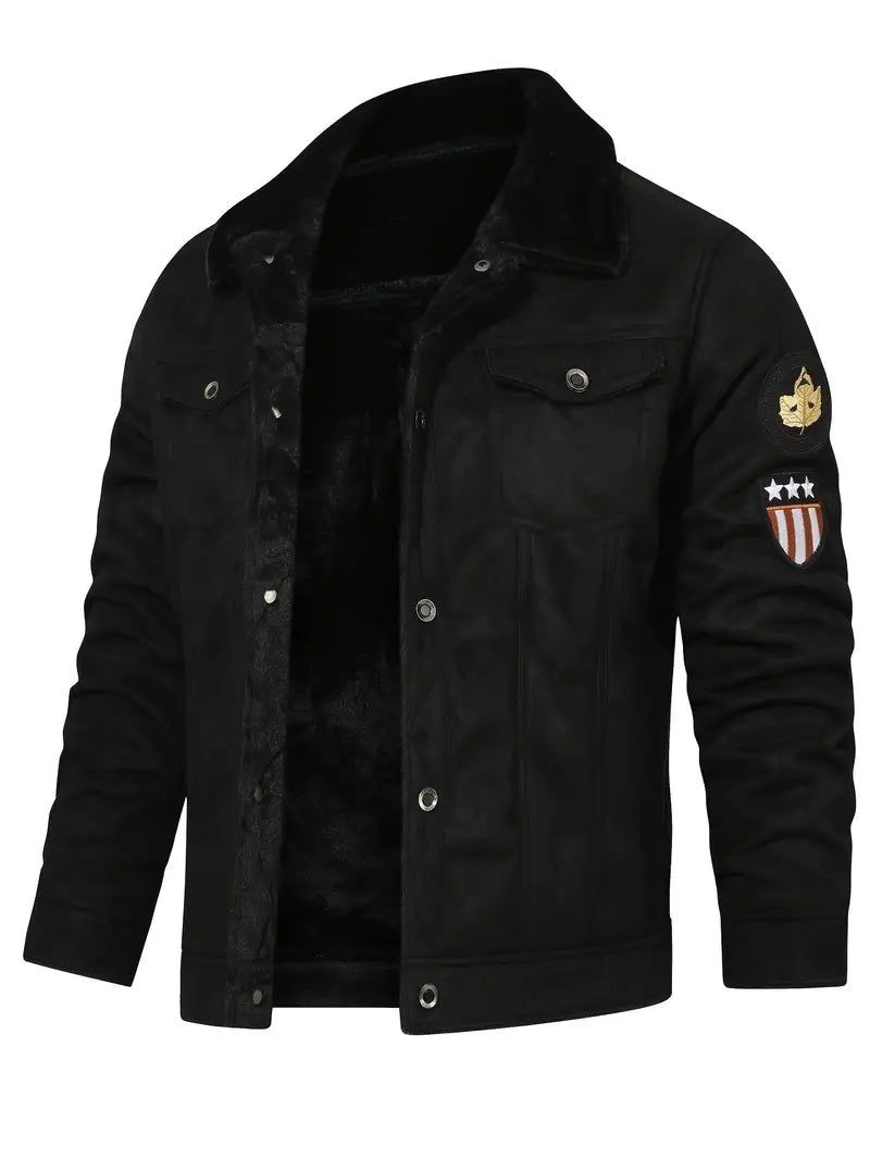 Herren Jacke Langarm Kunstfell Futter Polyester Regular Fit Warm Freizeit Urban Übergangsjacke