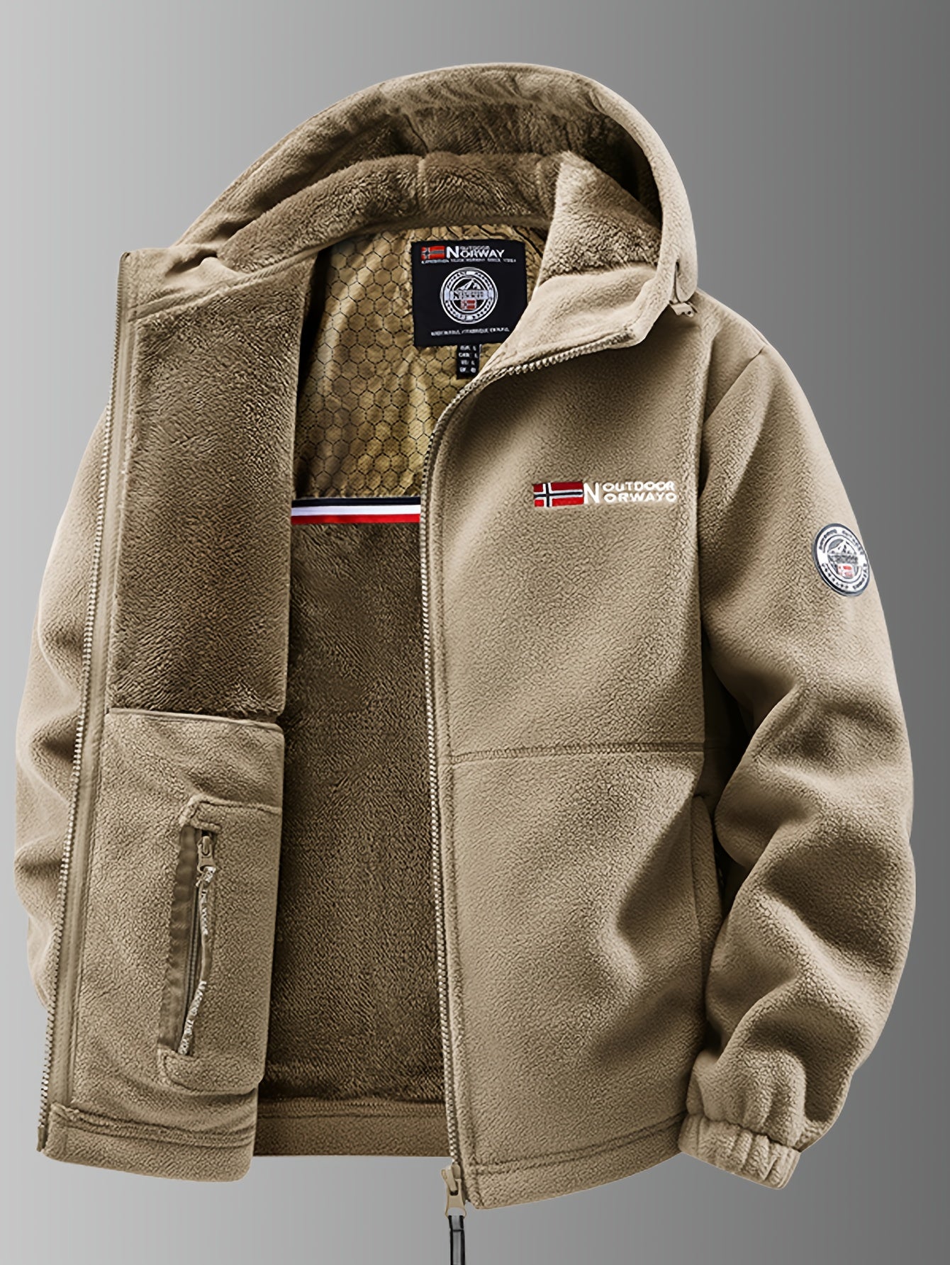 Herren Winterjacke mit Kapuze Reißverschluss Regular Fit winddicht wasserabweisend Outdoor