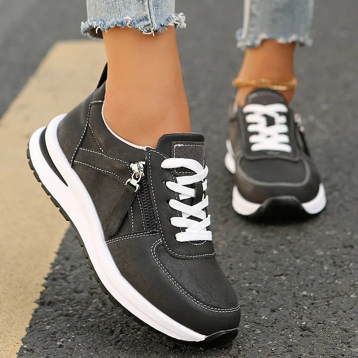Damenschuhe Reißverschluss Schnürung Slip Atmun fest