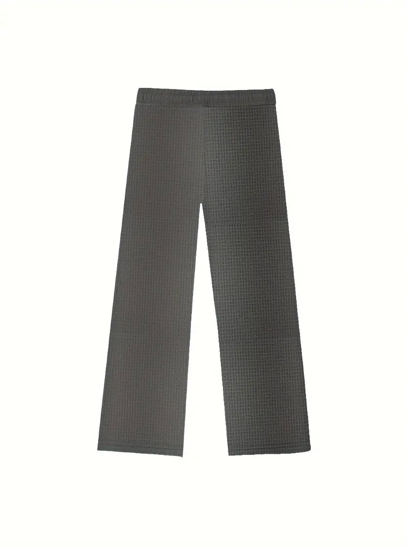 Herren Jogginghose Waffelstruktur Casual Regular Fit Elastischer Bund Kordelzug Atmungsaktiv