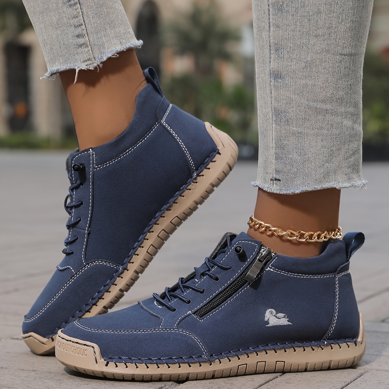 Herren Freizeitschuhe Reißverschluss Slip-gepolstert, fest flexibel bequem