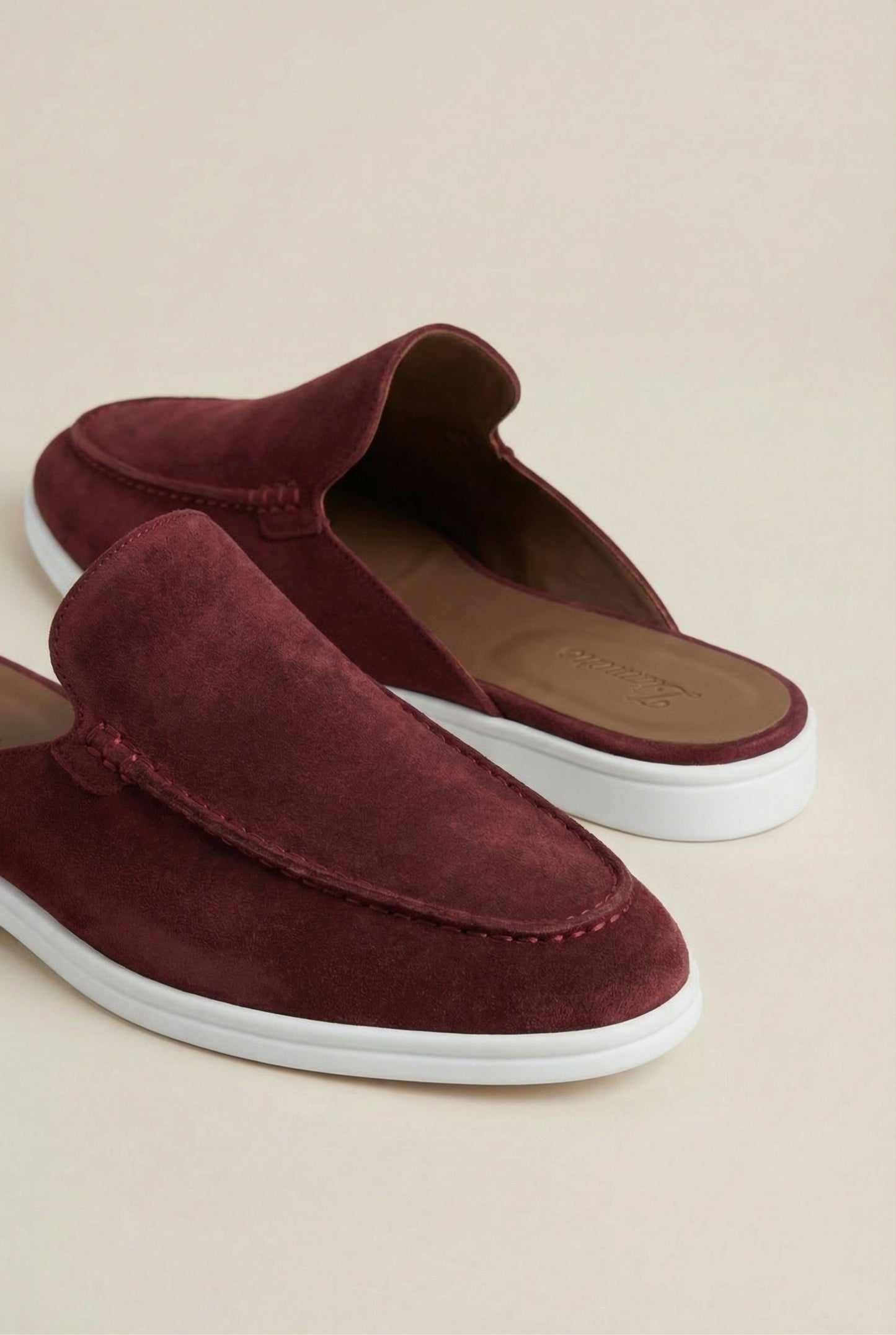 Herren Mule Bordeaux offen atmungsaktiv mit Veloursleder und leichter Gummisohle