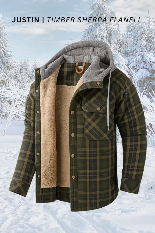 Herren Flanelljacke Sherpa Gefüttert Kapuze Karomuster Warm Regular Fit Übergangsjacke Winter Outdoor Casual