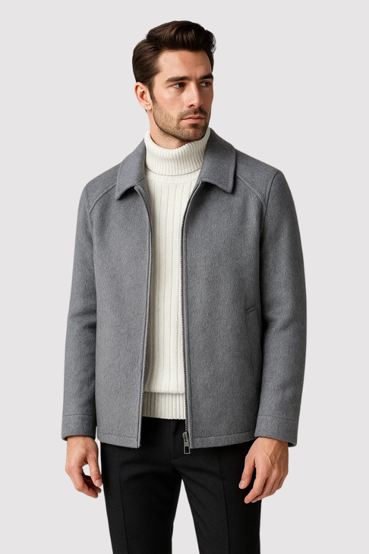 Herren Jacke Slim Fit Reißverschluss Stehkragen Elegant Minimalistisch Übergangsjacke Casual Business