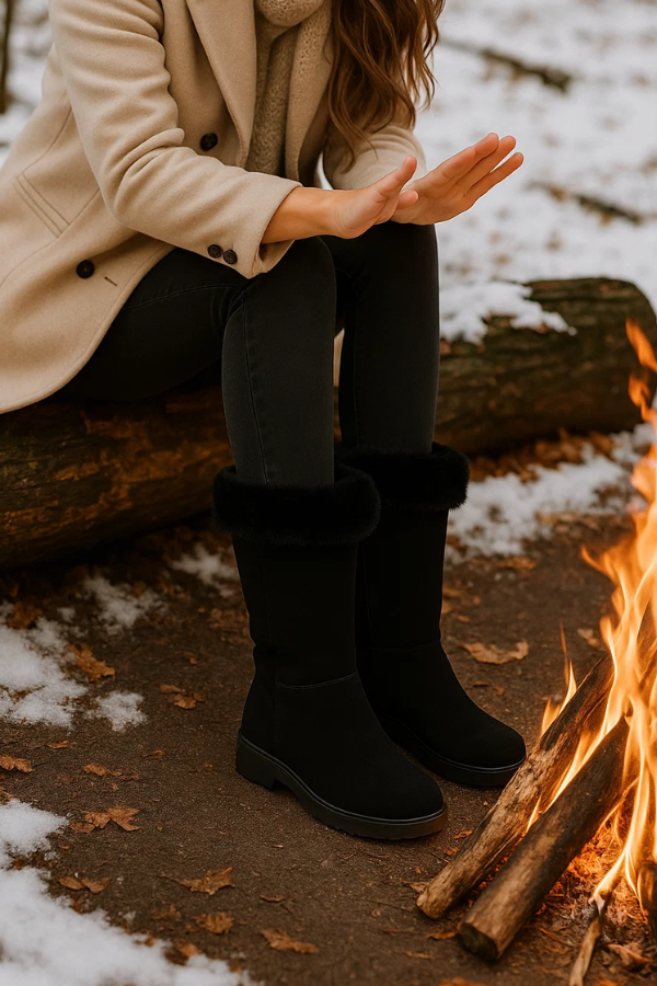 Damen Winterstiefel Reißverschluss rutschfest gefüttert solide warm bequem