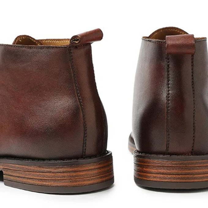 Herren Stiefel Leder elegant rutschfest Zuglasche bequem klassisch Alltag Business Casual