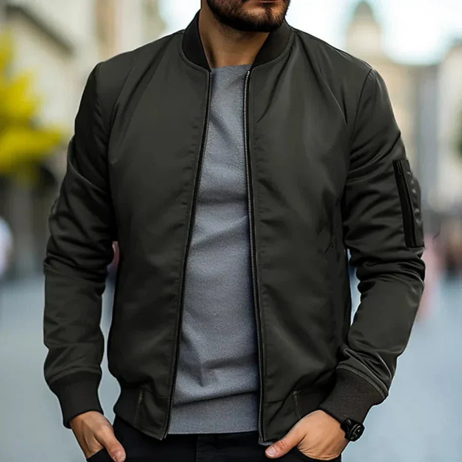 Herren Bomberjacke Regular Fit Leicht Atmungsaktiv Übergangsjacke Reißverschluss Freizeit Streetwear