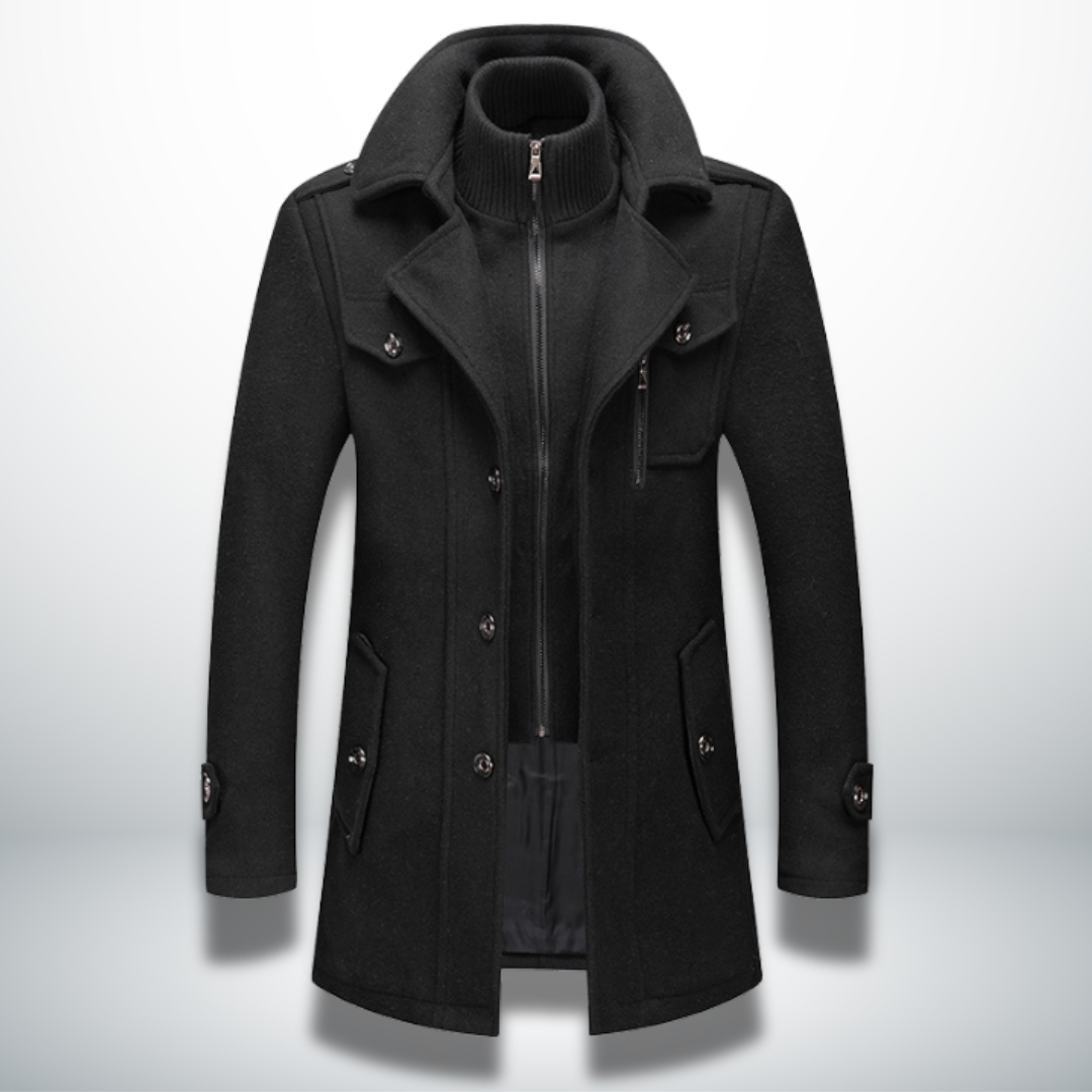 Herren Mantel Langarm Tailliert Reverskragen Reißverschluss Elegant Wintermantel Business Casual