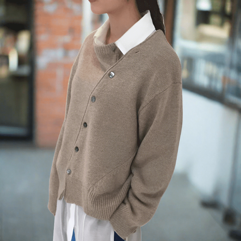 Damen Strickjacke Knopfleiste leicht locker weiche atmungsaktive bequeme Passform