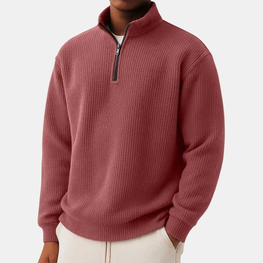 Herren Pullover Reißverschluss Stehkragen Langarm bequem vielseitig