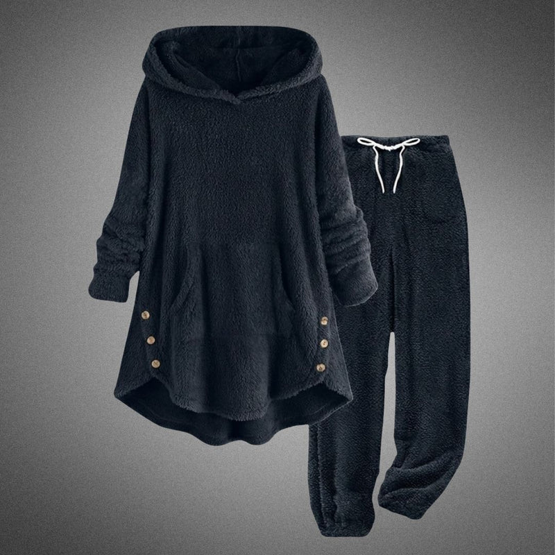 Damen zweiteiliges Set Tunika, Kapuzenhose lose weiche bequeme Freizeit