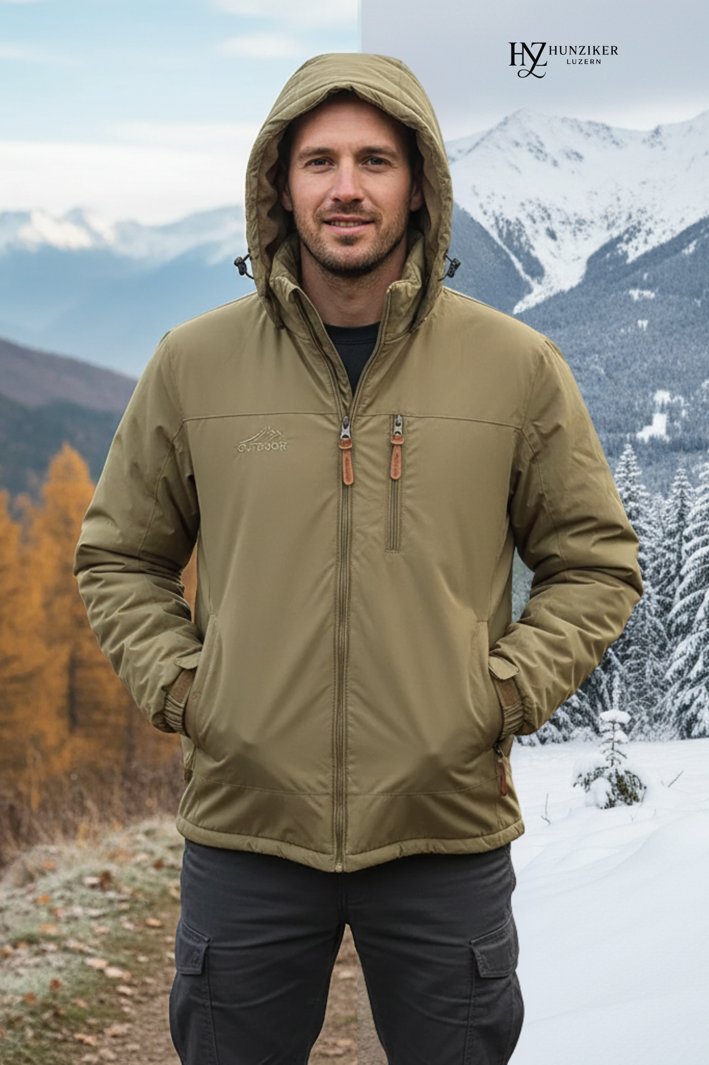 Herren Wintermantel Thermo Regular Fit Fleece gefüttert Wasserdicht Winddicht Kapuze abnehmbar