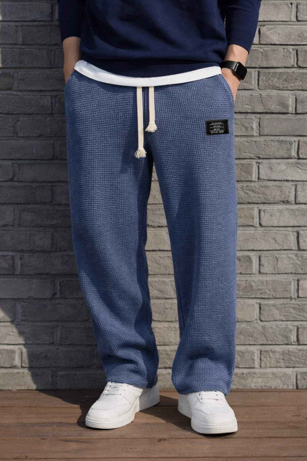Herrenhose Entspannte Passform Kordelzug leicht elastisch bequeme Taschen