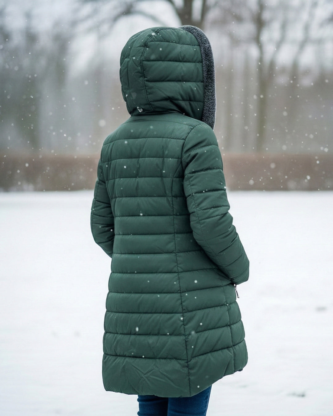 Damen Wintermantel Lang A Linie Gesteppt Kapuze Wasserabweisend Elegant