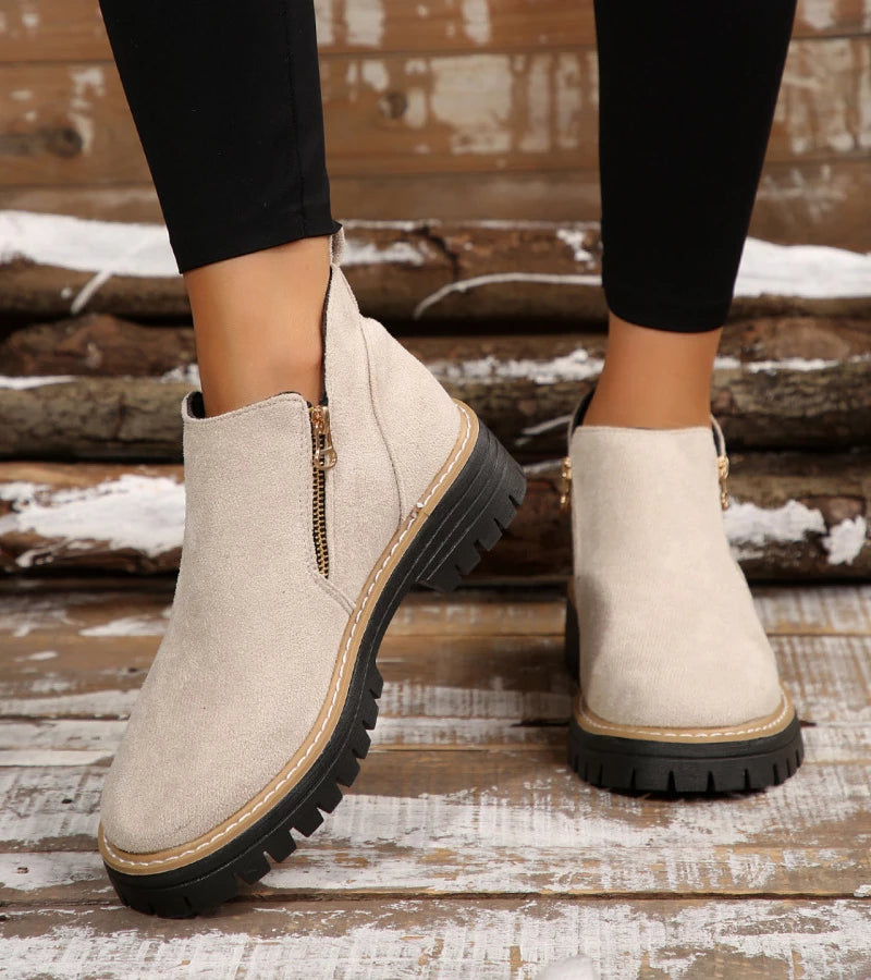 Damen Stiefel orthopädisch rutschfest Reißverschluss gepolstert leicht Alltag Komfort Schuhe