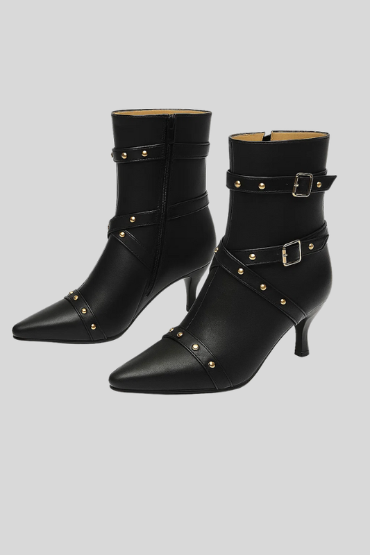Damen Stiefeletten Spitzniete Reißverschluss Ferse modern elegant