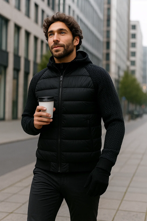 Herren Winterjacke Slim Fit Winddicht Wasserabweisend Leicht Kapuze Outdoor Warm Funktionsjacke