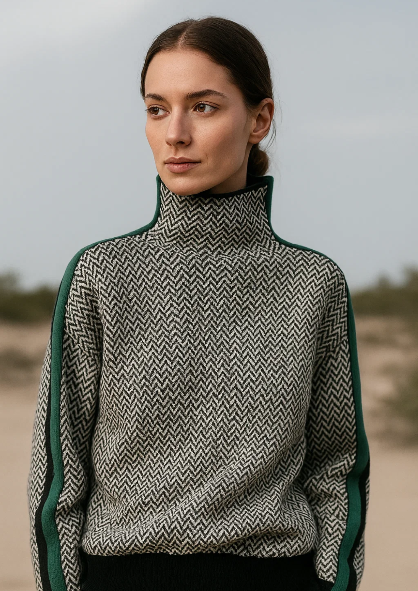 Damen Pullover Stehkragen gestreift bequeme weiche warme moderne Passform