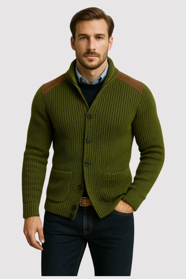 Herren Strickcardigan Regular Fit Struktur Strick Knopfleiste Taschen Warm Casual Business Alltag