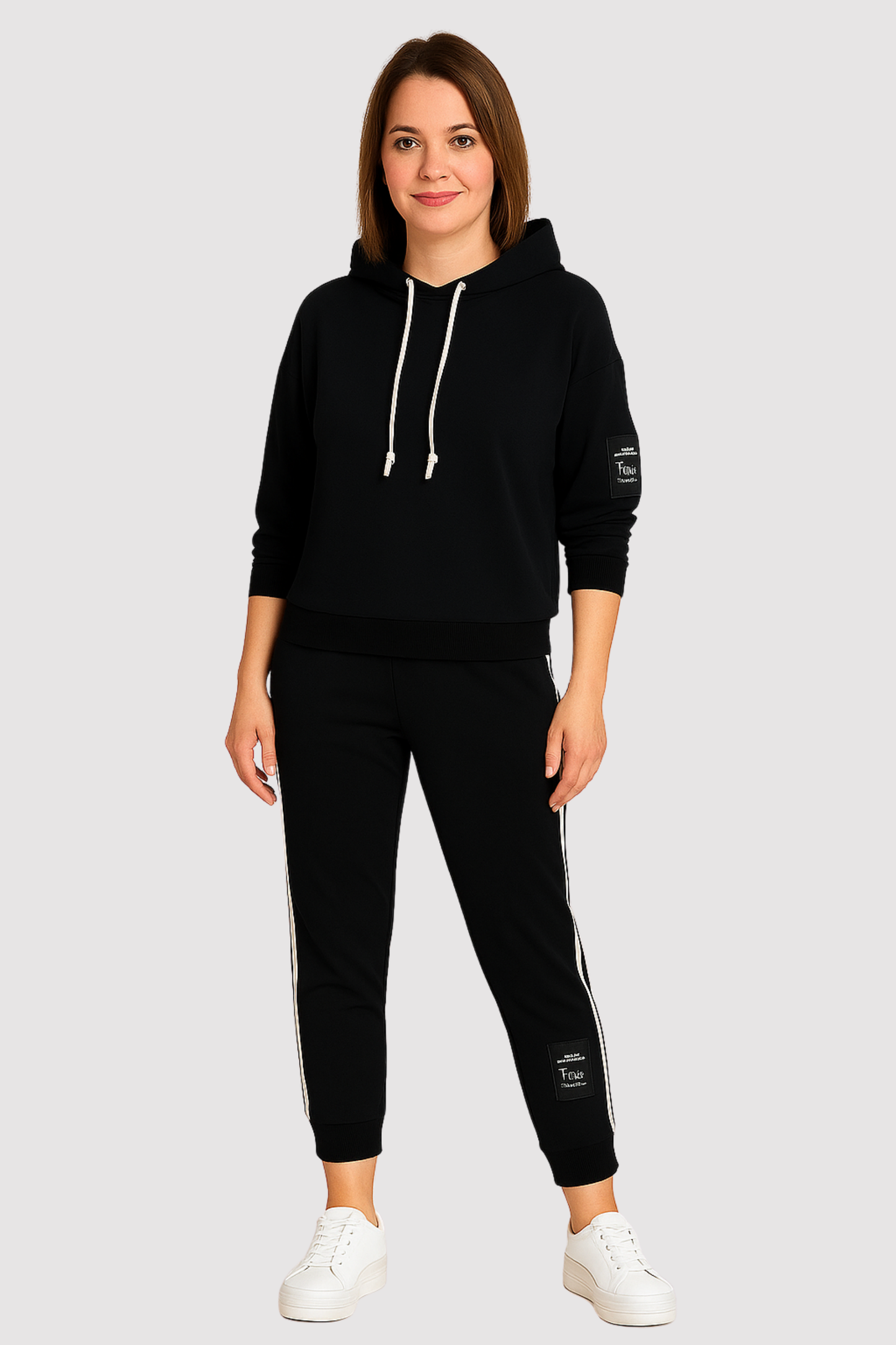Damen Zweiteiler Hoodie mit Kordelzug und Joggerhose Regular Fit Casual Sport Set 2-teilig