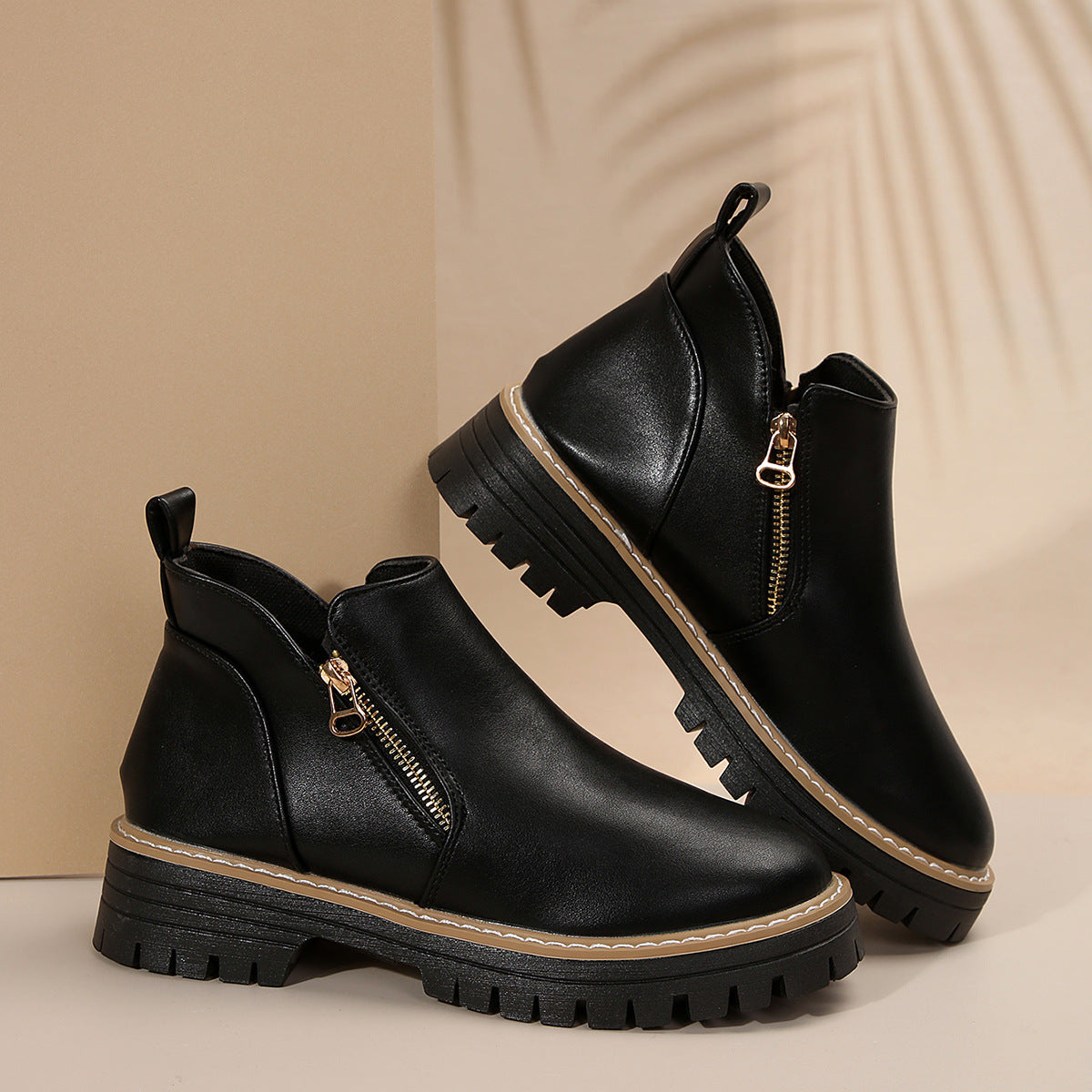 Damenstiefel Reißverschluss-Außensohle ist rutschfest und bequem im Chelsea-Stil