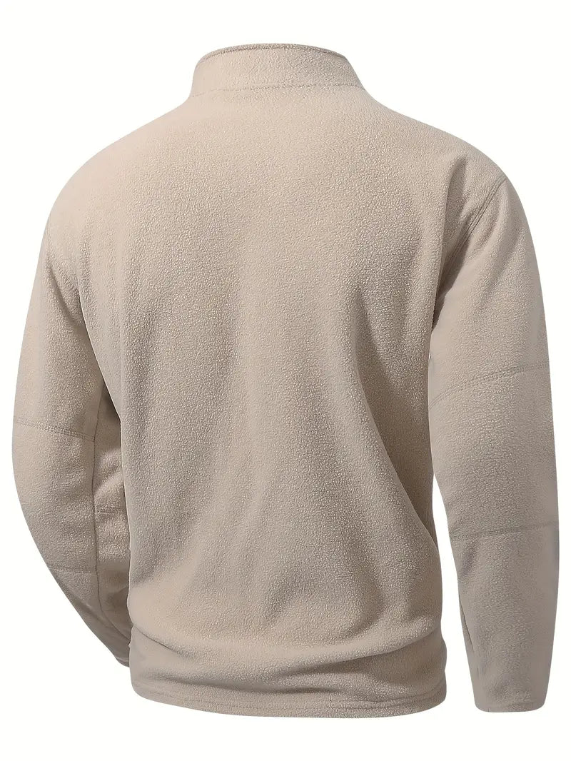 Herren Fleece Sweatjacke Halber Reißverschluss Stehkragen warm bequem