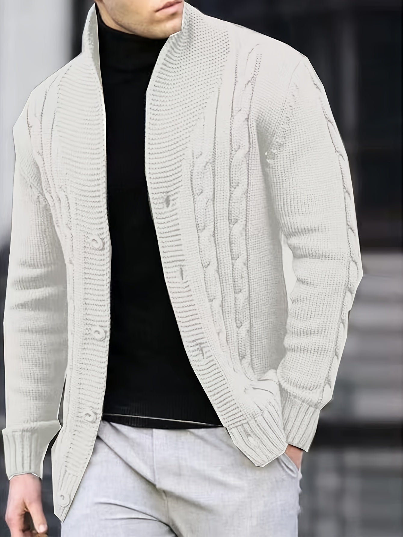 Herren Strick-Cardigan einfarbig offen lässig modern langarm Freizeitjacke leicht