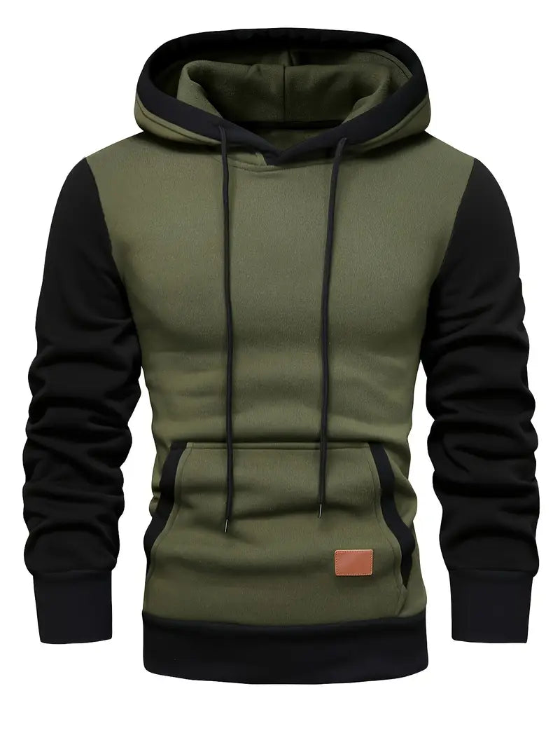 Herren Hoodie zweifarbig Kapuze Kängurutasche Langarm Regular Fit Freizeit Streetwear