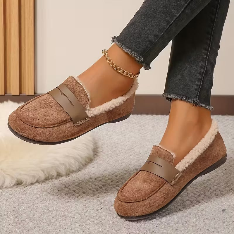 Damen Winter Mokassins gefüttert rutschfest flexibel warm bequem