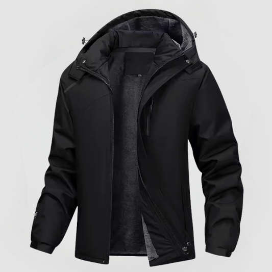 Herren Jacke Langarm Wasserdicht Fleece-Futter Kapuze Reißverschluss Regular Fit Outdoor Freizeit Winter
