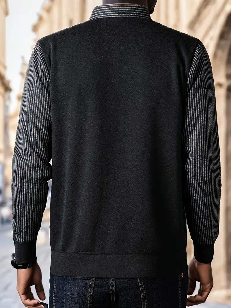 Herren Strickpullover mit V-Ausschnitt Slim Fit weiche atmungsaktive Langarm
