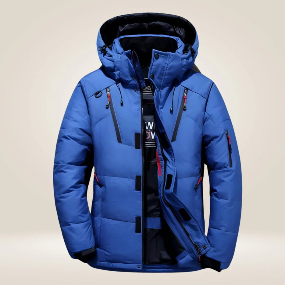 Herren Winterjacke Regular Fit Daunen Optik Warm Wasserabweisend Winddicht Kapuze Outdoor Alltag