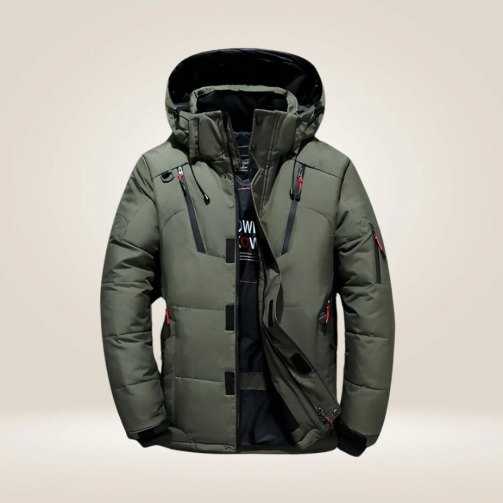 Herren Winterjacke Regular Fit Daunen Optik Warm Wasserabweisend Winddicht Kapuze Outdoor Alltag