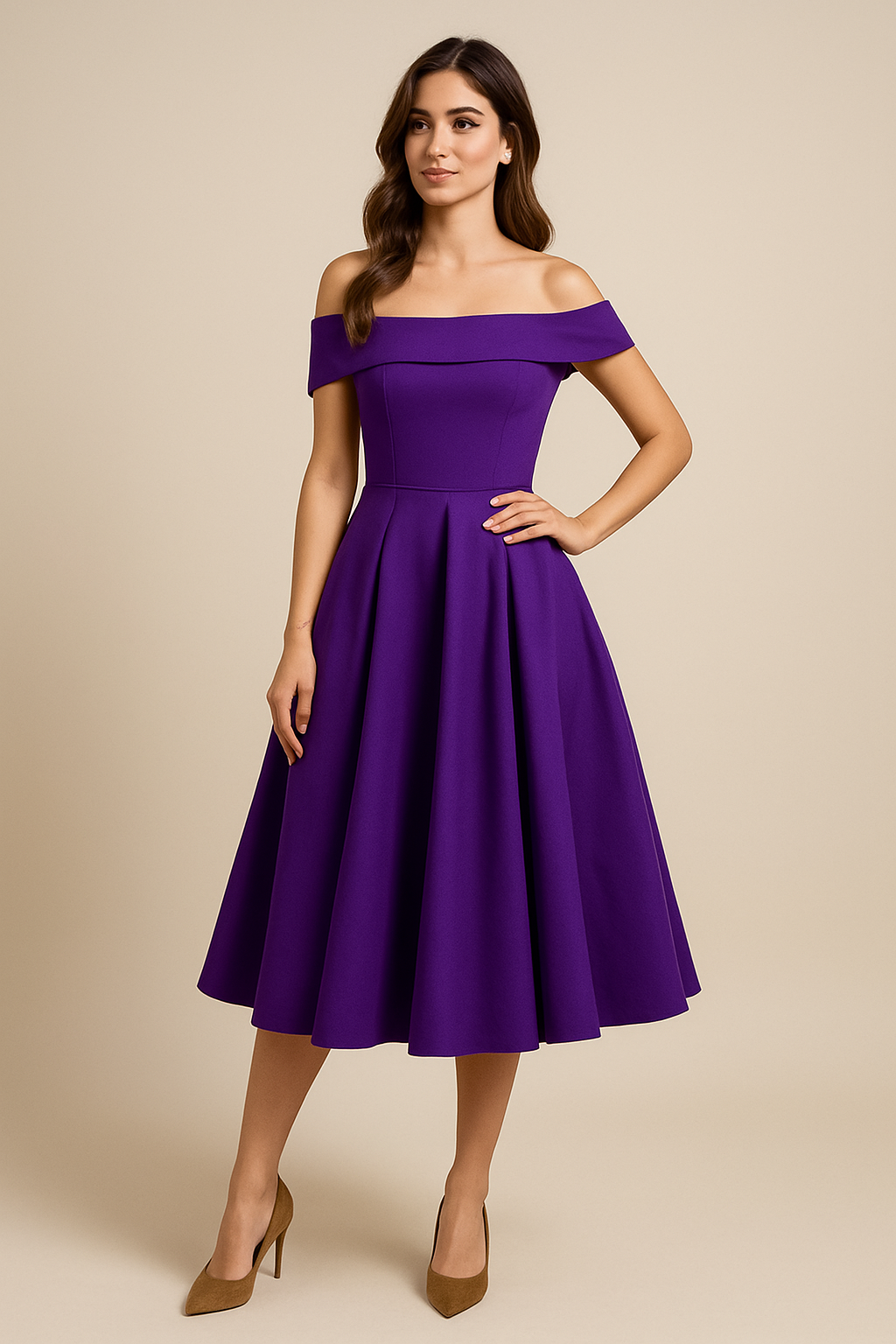 WILHELM | Damen Schulterfreies A-Linien Kleid, Atmungsaktiv und Stilvoll