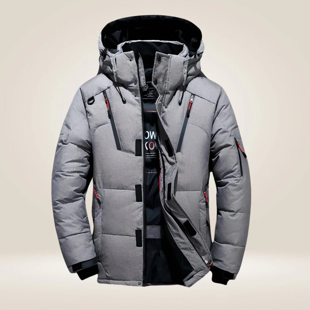 Herren Winterjacke Regular Fit Daunen Optik Warm Wasserabweisend Winddicht Kapuze Outdoor Alltag