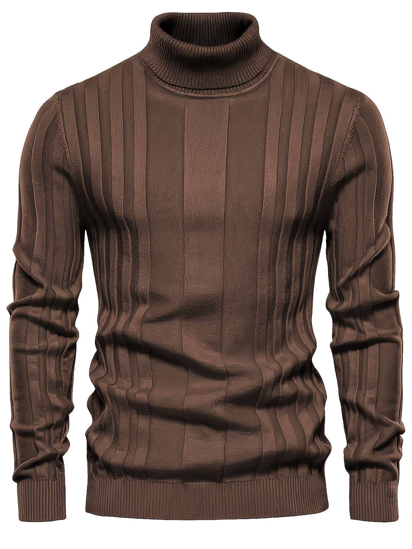 Herren Rollkragenpullover gerippt Slim Fit elastisch Langarm bequem warm
