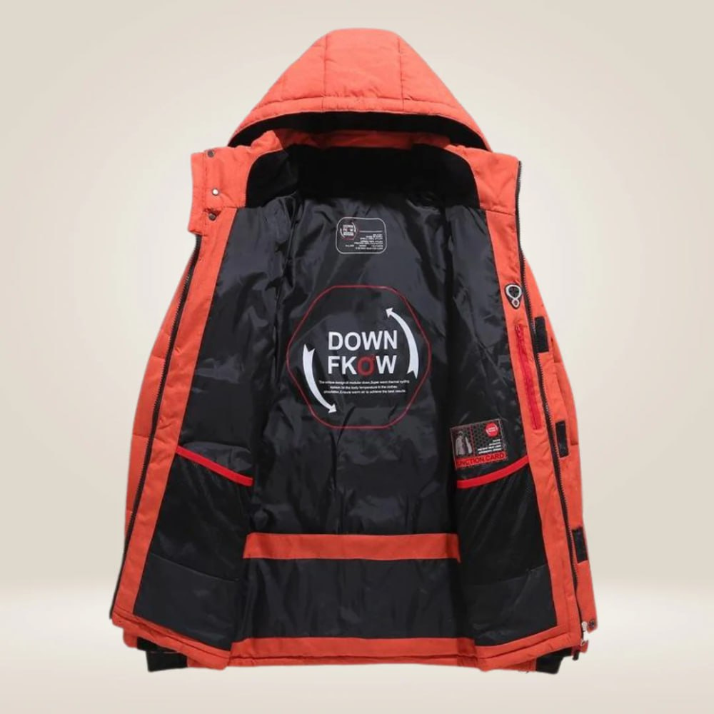 Herren Winter Daunenjacke gefüttert wasserabweisend winddicht Kapuze warm Outdoor Jacke einfarbig