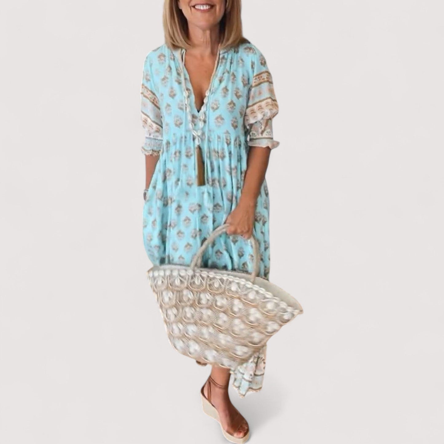 Damen Kleid V-Ausschnitt figurbetont leicht bequem elegant