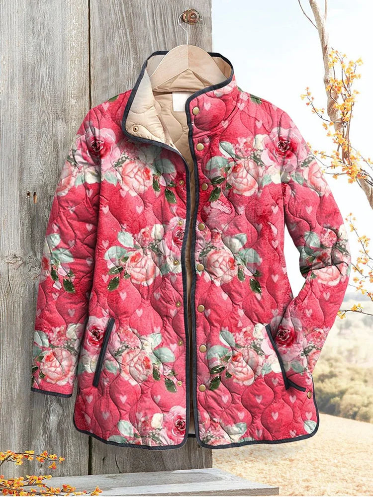 Damen Steppjacke Regular Fit Warm Leicht Elegant Alltag Herbst Winter Freizeit