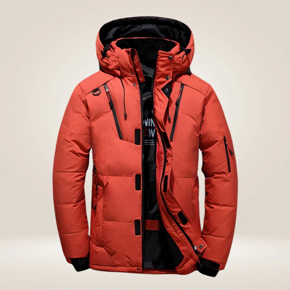 Herren Winterjacke Regular Fit Daunen Optik Warm Wasserabweisend Winddicht Kapuze Outdoor Alltag