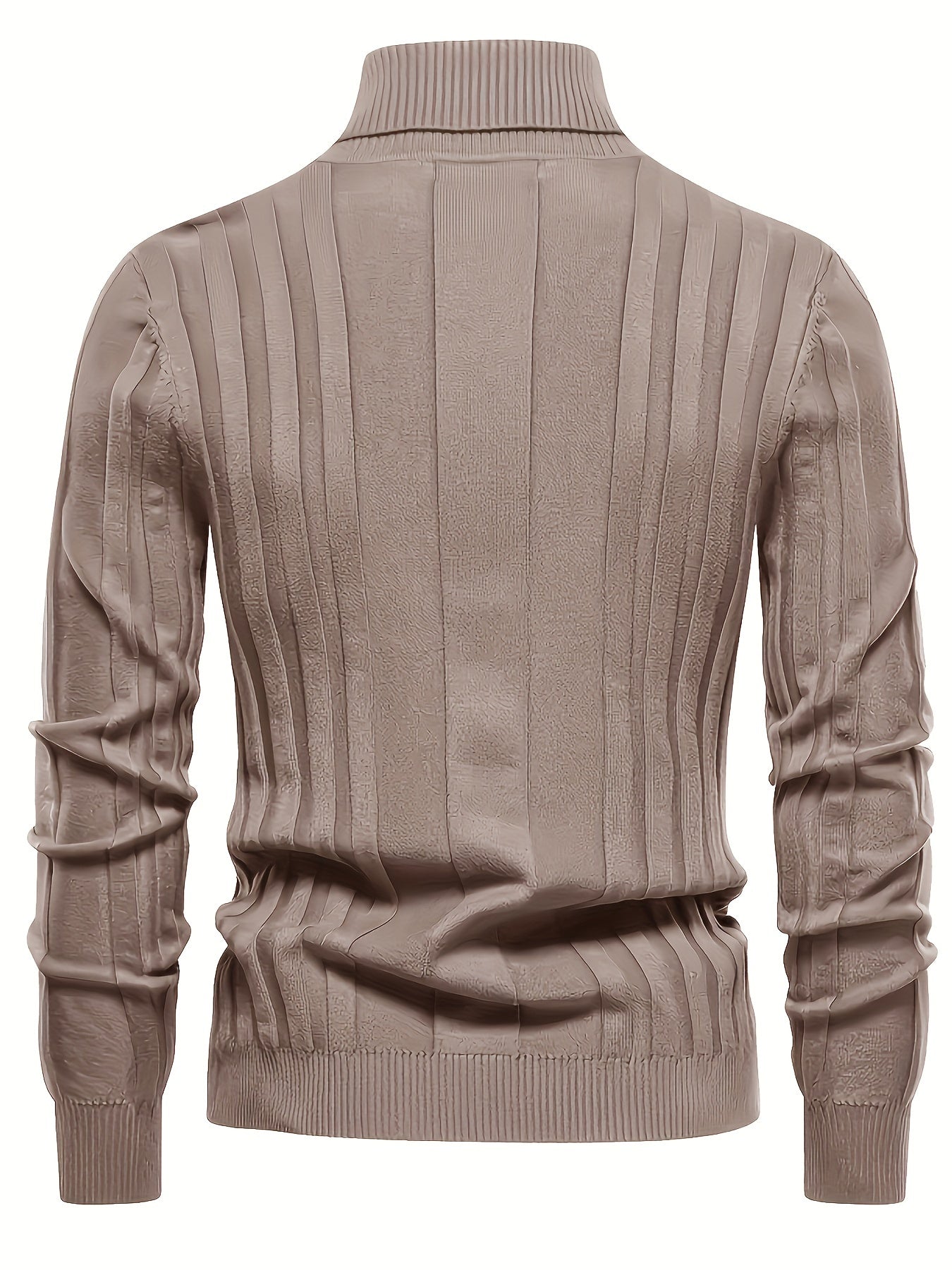 Herren Rollkragenpullover gerippt Slim Fit elastisch Langarm bequem warm