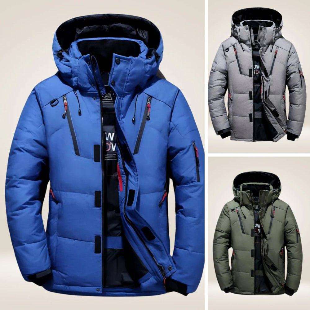 Herren Winterjacke Regular Fit Daunen Optik Warm Wasserabweisend Winddicht Kapuze Outdoor Alltag
