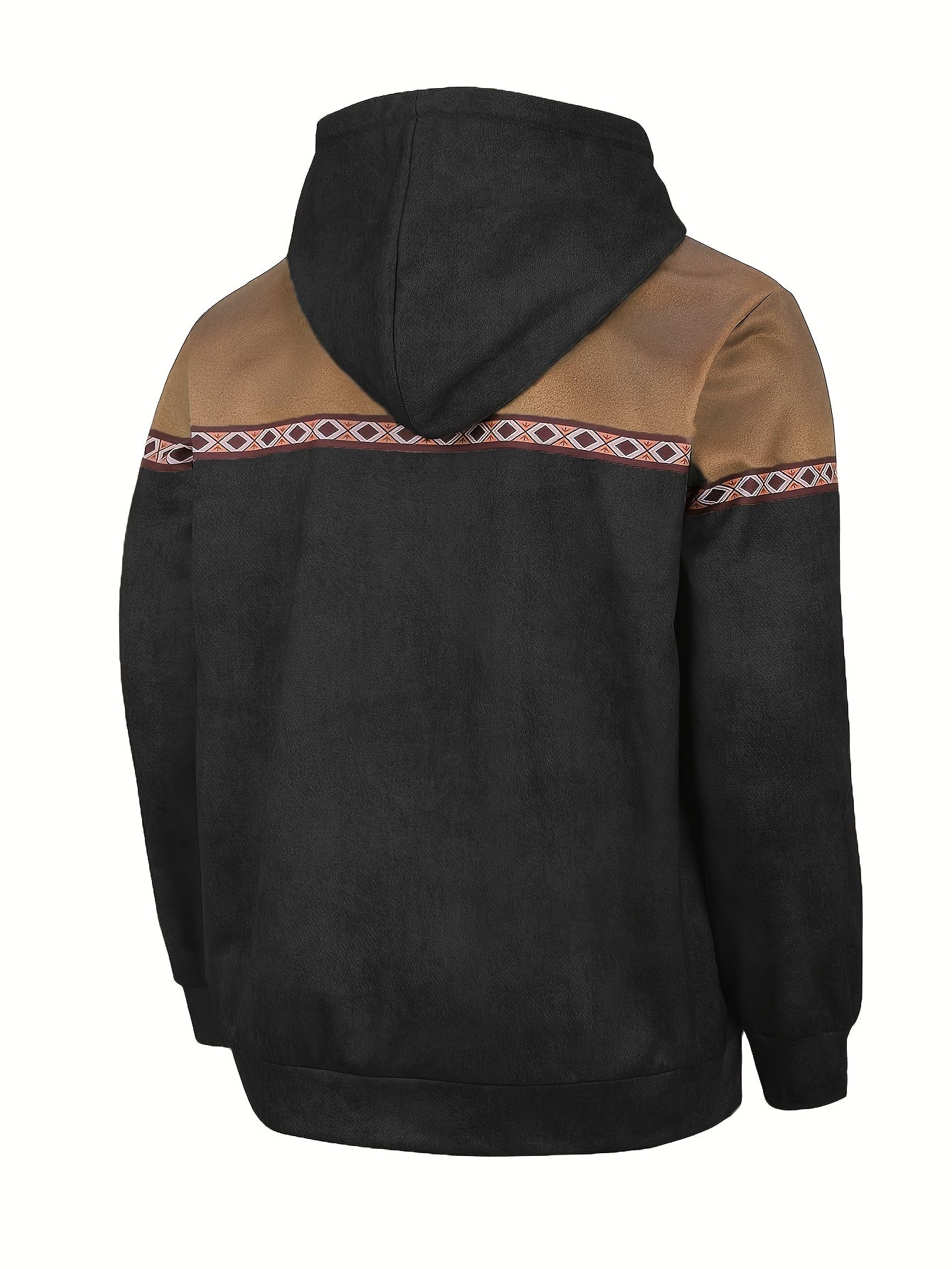 Herren Hoodie Langarm Kapuze Halber Reißverschluss Regular Fit Muster Freizeit Pullover