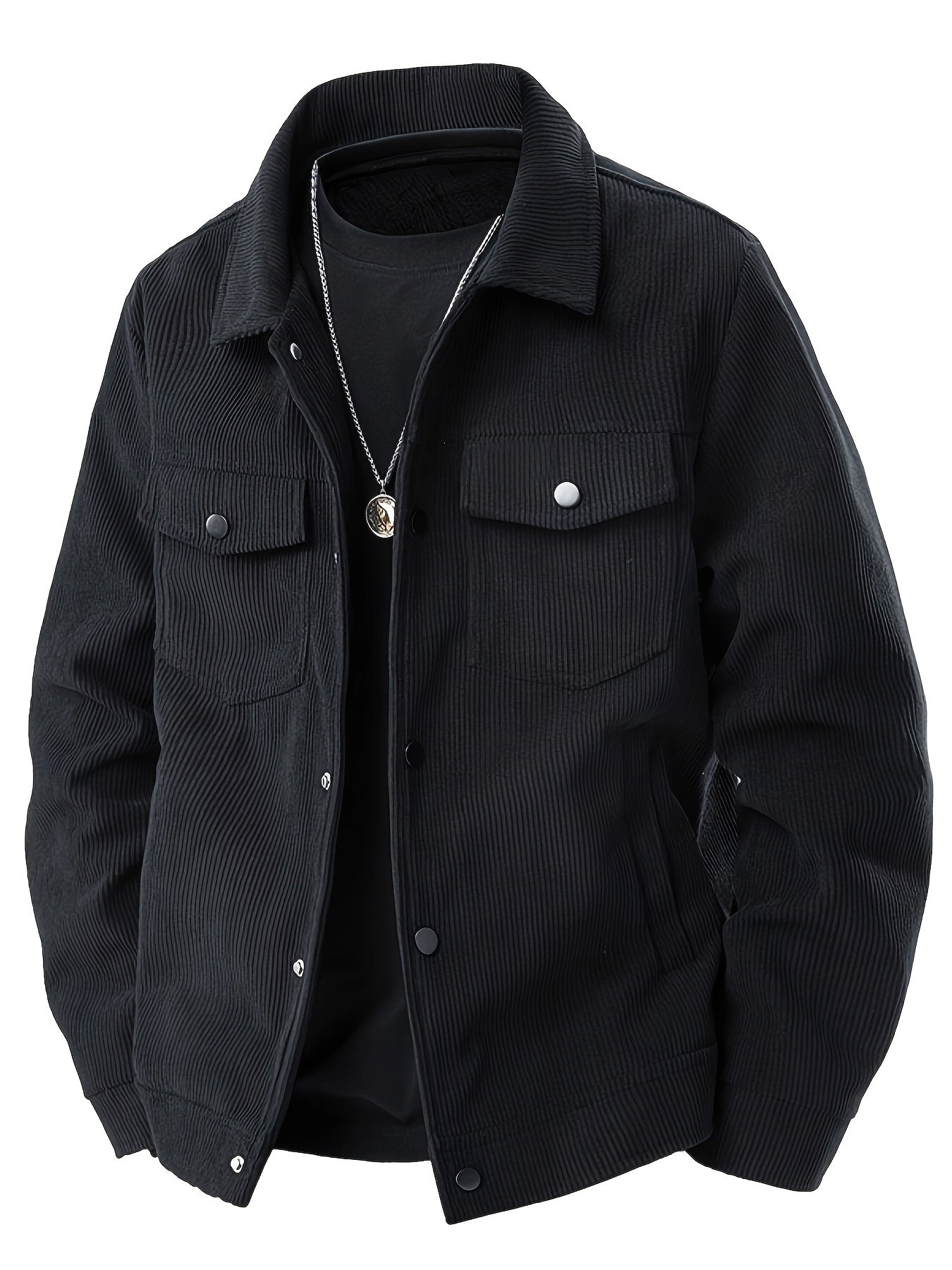 Herren Cordjacke Regular Fit Elegant Strukturierter Cord Freizeit Büro Alltag Herbst Übergang Klassisch