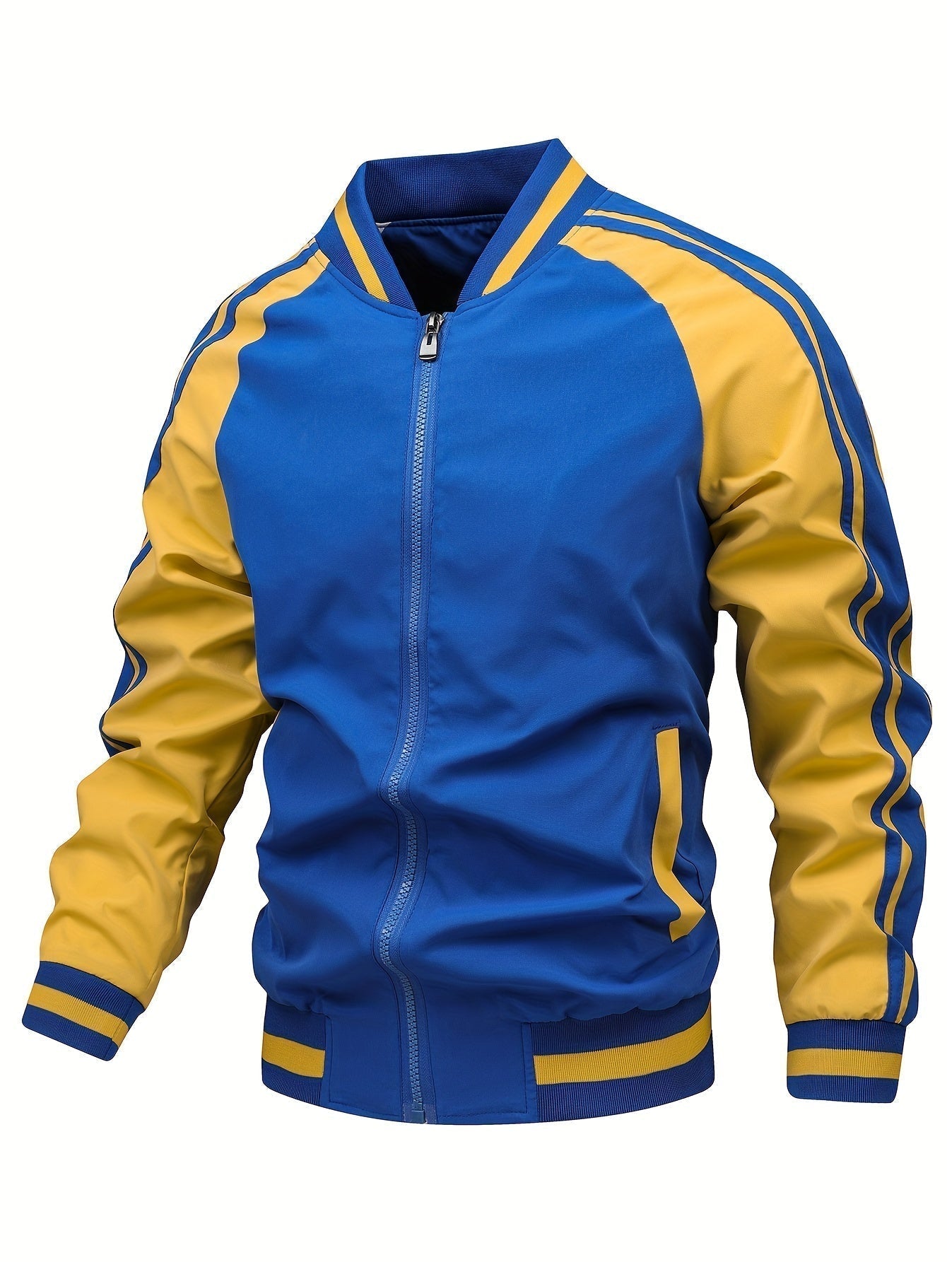 Damen Jacke Regular Fit Lila Streifen Reißverschluss Sportlich Weich Warm Alltag Freizeit Übergang