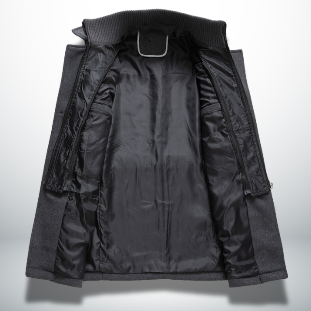 Herren Mantel Langarm Tailliert Reverskragen Reißverschluss Elegant Wintermantel Business Casual
