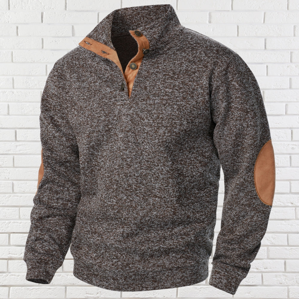 Herren Pullover Regular Fit Stehkragen Knopfleiste Strick Warm Casual Elegant Übergang Alltag