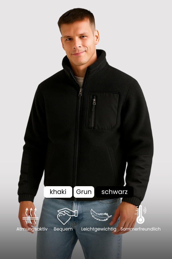 Herren Winterjacke Regular Fit Fleecegefüttert Stehkragen Reißverschluss Warm Winddicht Casual Übergang